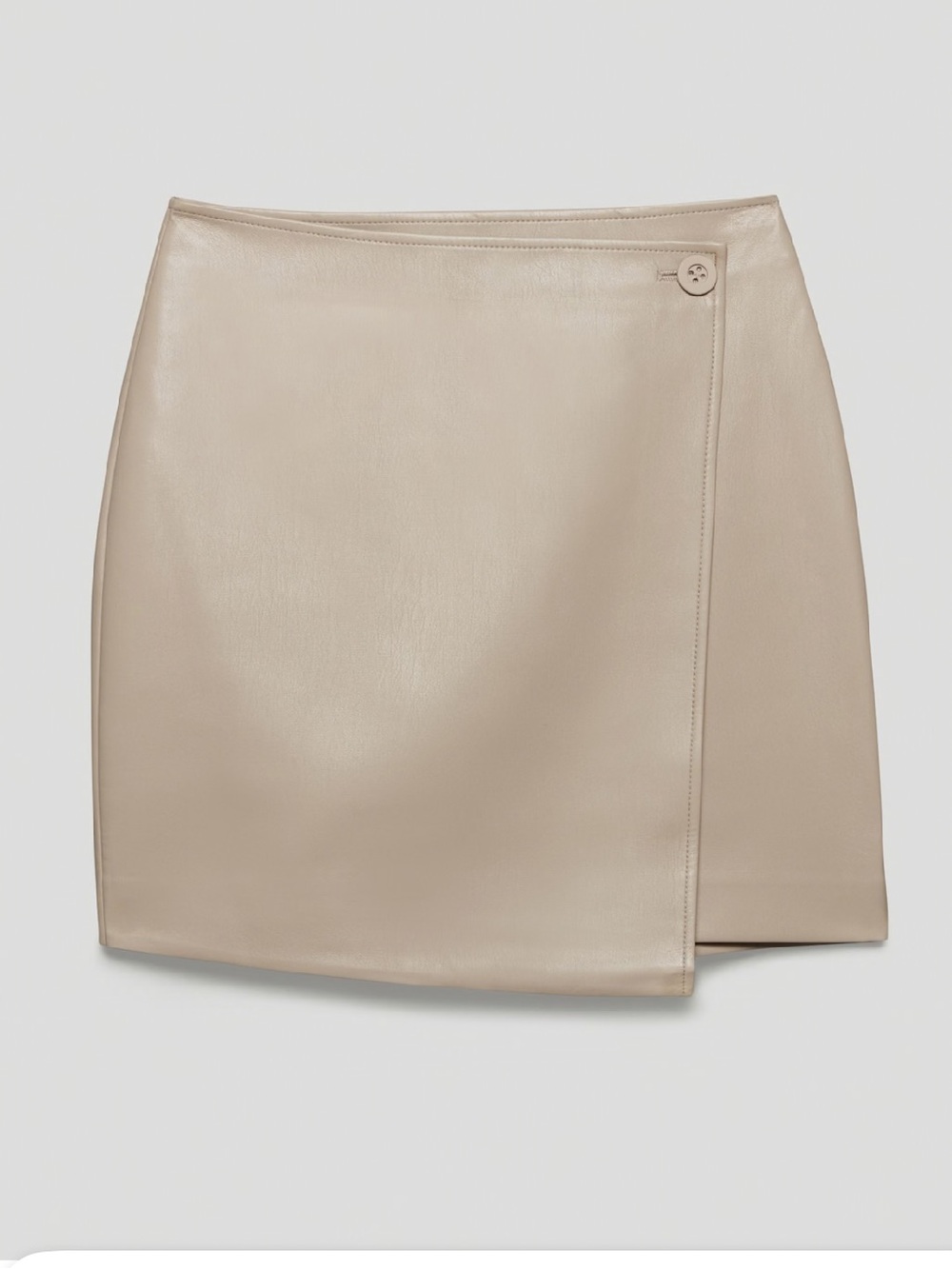 Aritzia Babaton Vicinity Beige Faux Leather Wrap Mini Skirt